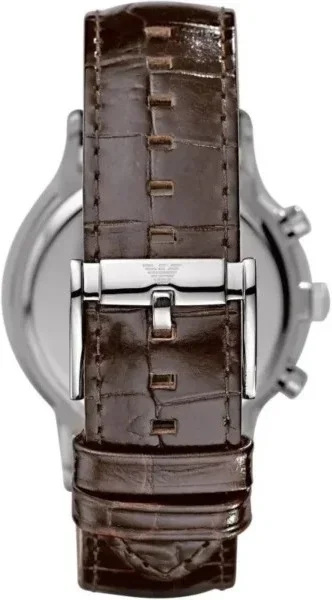 Montre Homme Emporio Armani AR2433 Acier Argenté Cadran Marron Bracelet Cuir vue 4
