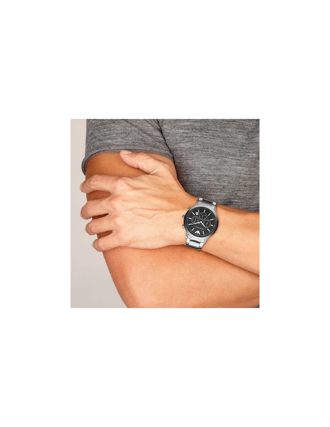 Montre Homme Emporio Armani AR2434 Chronographe Acier Argenté Cadran Noir vue 4