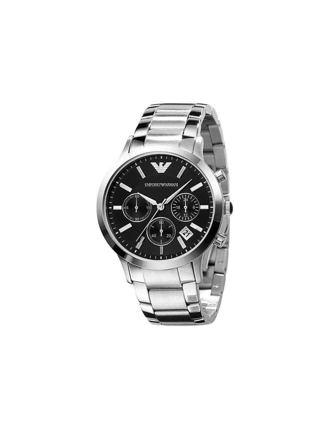 Chronographe Emporio Armani AR2435 pour Femme, Boîtier et Bracelet Acier Argenté