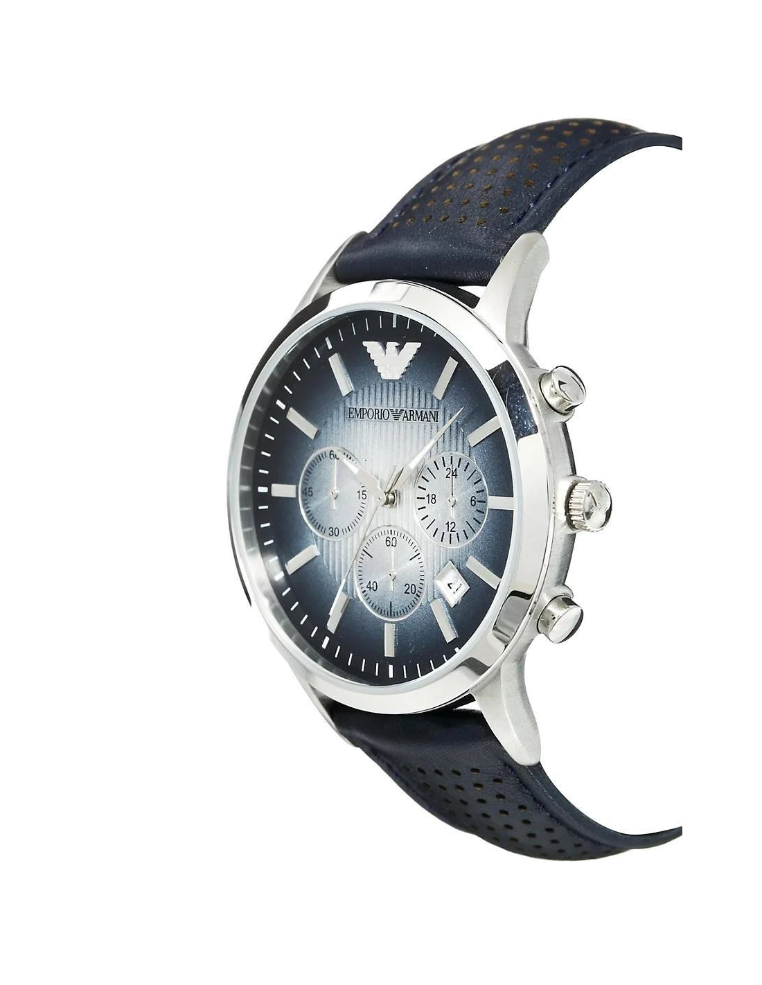 Montre Homme Emporio Armani Classic AR2473 Cadran Bleu Bracelet Cuir Perforé vue 2