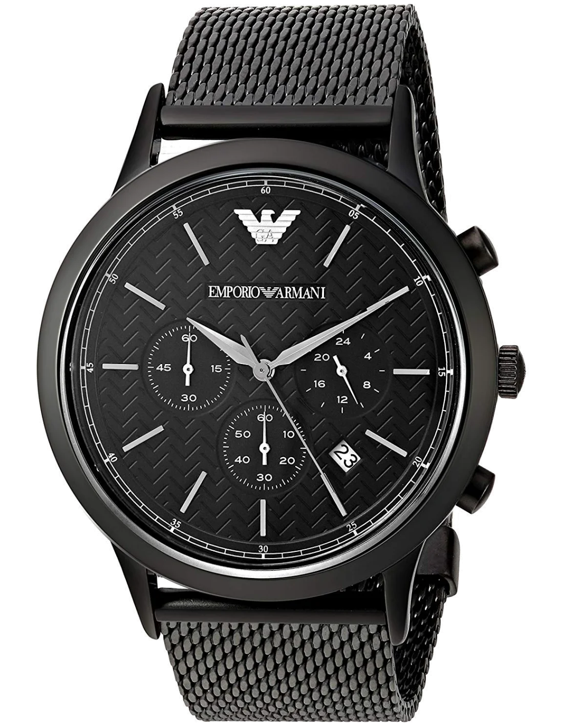 Montre Homme Emporio Armani AR2498 Chronographe - Cadran Noir & Maille Milanaise
