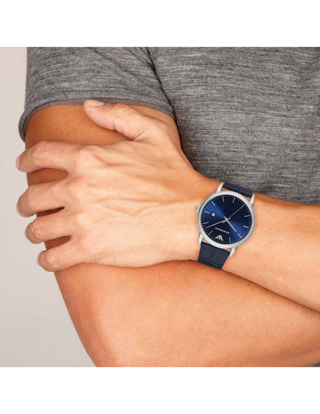 Montre Homme Emporio Armani AR2501 Cadran et Bracelet Cuir Bleu vue 3