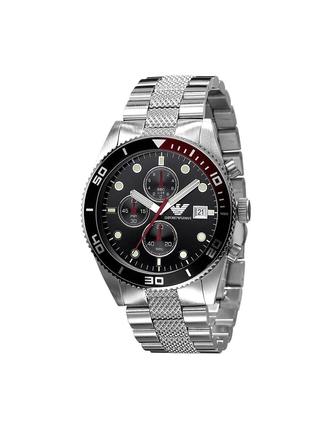 Montre Homme Emporio Armani AR5855 Sportivo Chronographe Acier Argenté Cadran Noir