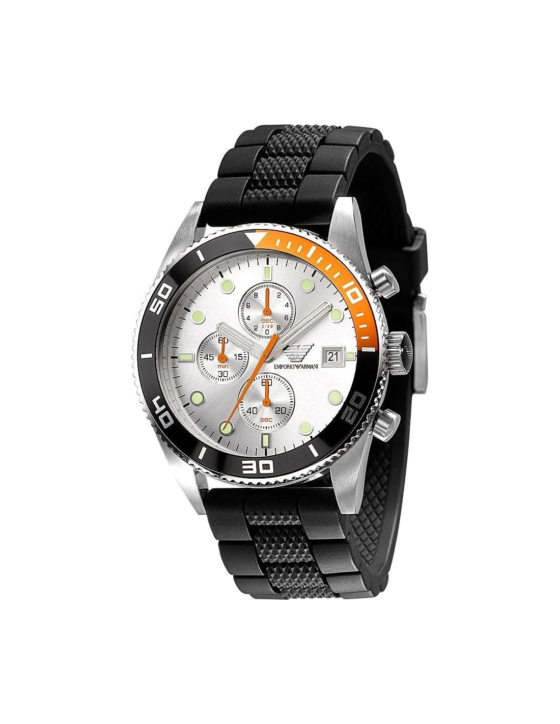 Montre Homme Emporio Armani Sportivo AR5856 - Boîtier Acier Bicolore, Cadran Gris, Bracelet Silicone Argent