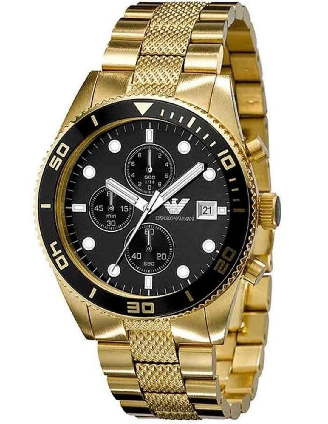 Montre Homme Emporio Armani AR5857 Chronographe Cadran Noir Acier/Or 43mm