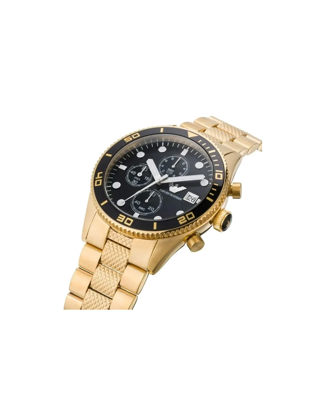 Montre Homme Emporio Armani AR5857 Chronographe Cadran Noir Acier/Or 43mm vue 2