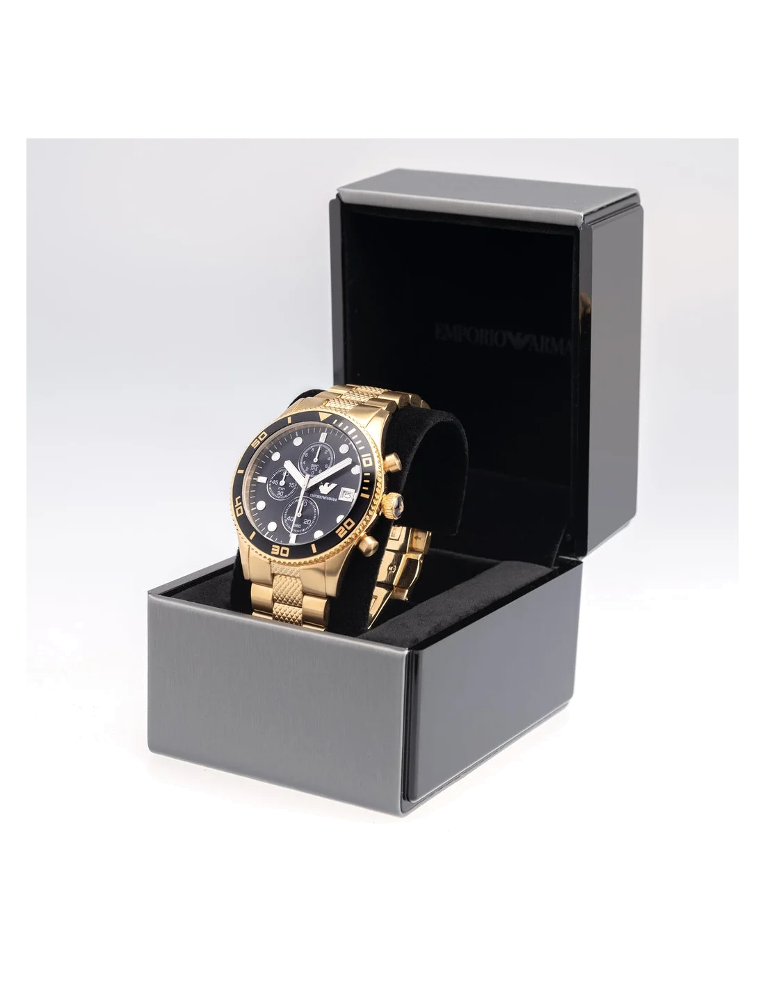 Montre Homme Emporio Armani AR5857 Chronographe Cadran Noir Acier/Or 43mm vue 4