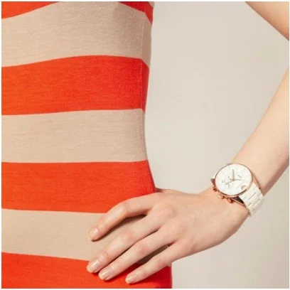 Montre Femme Emporio Armani AR5920 Chronographe Cadran Blanc Bracelet Silicone Blanc vue 3