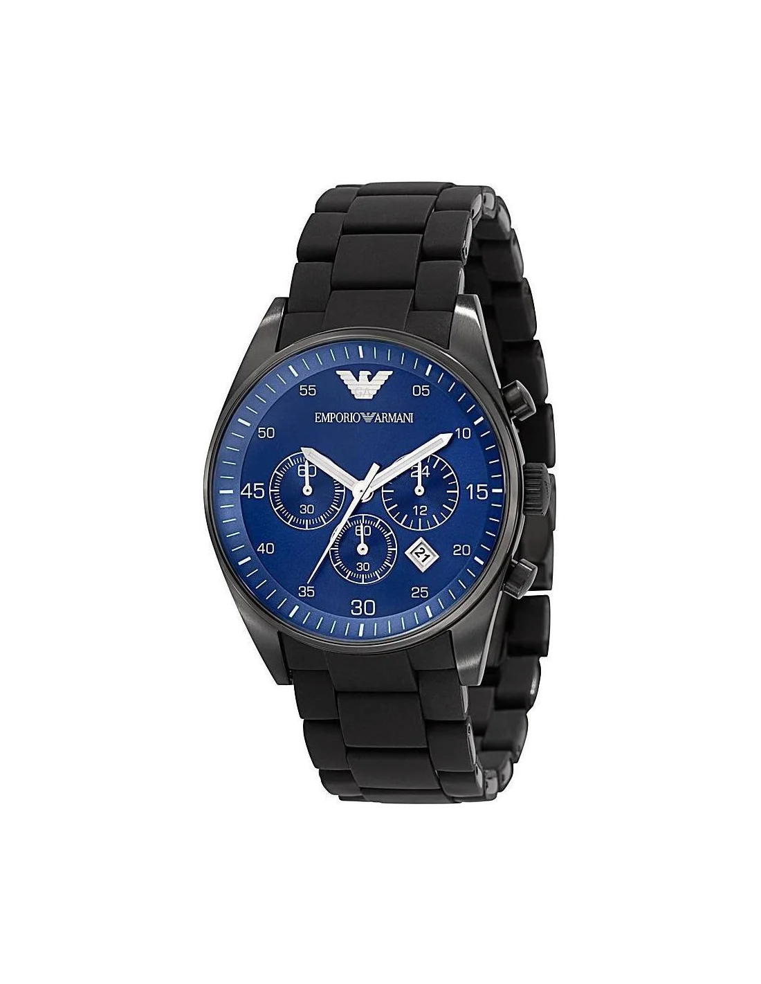 Montre Homme Emporio Armani Sportivo AR5921 - Boîtier Noir Mat, Cadran Bleu Chronographe