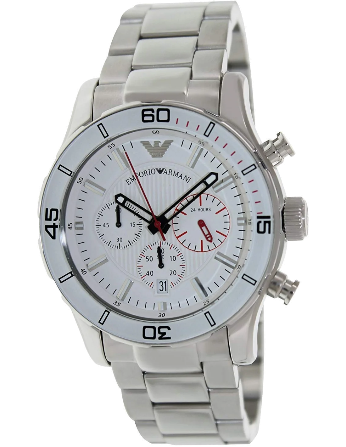 Montre Homme Emporio Armani Sportivo AR5932 en Acier Argenté à Cadran Blanc vue 2