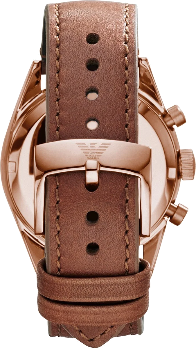 Montre Emporio Armani Sportivo AR5996 pour Femme, Cadran Nacre, Boîtier Or Rose, Bracelet Cuir Marron vue 2