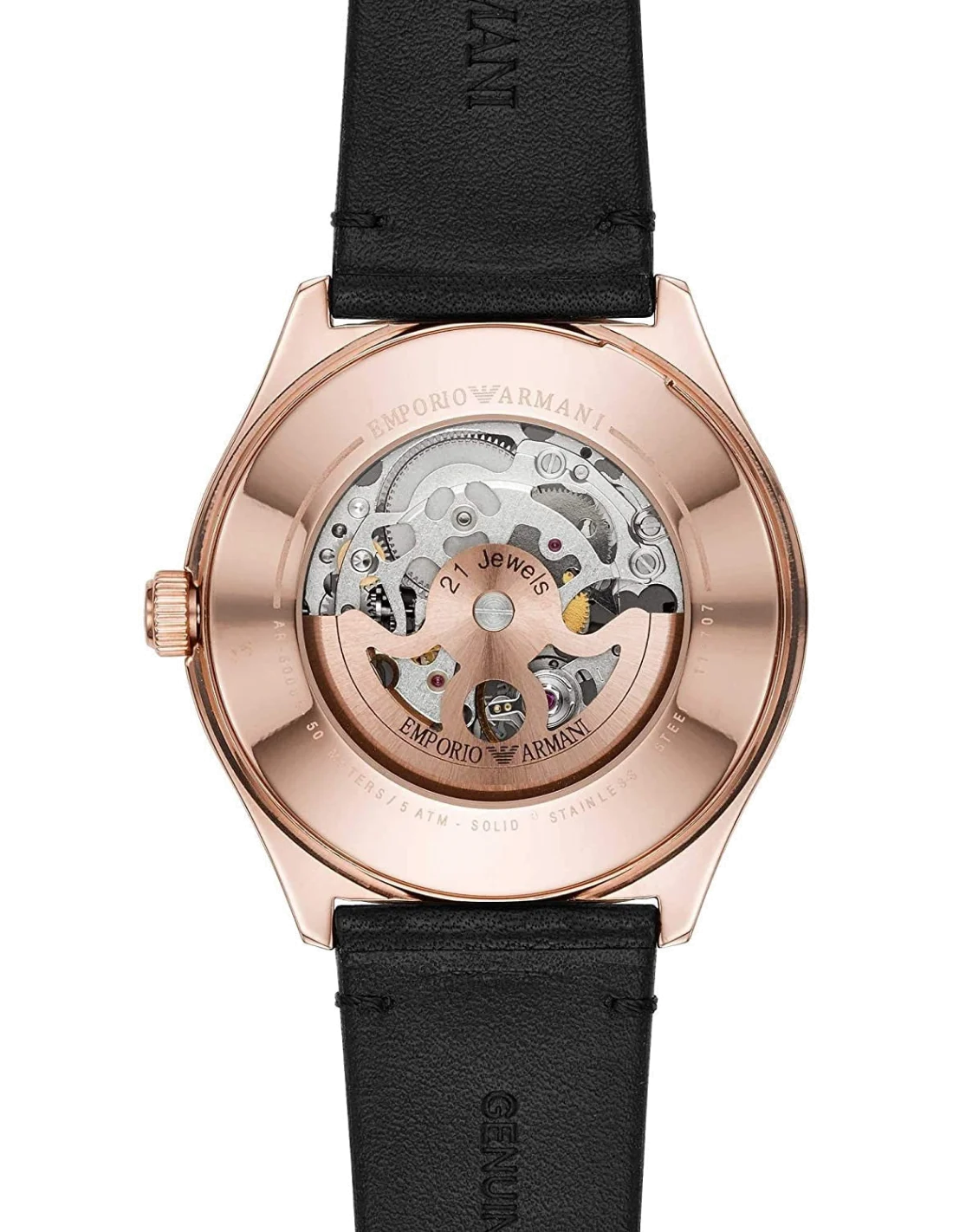 Montre Homme Emporio Armani Meccanico AR60004 Squelette, Boîtier Or Rose, Cadran Gris vue 2