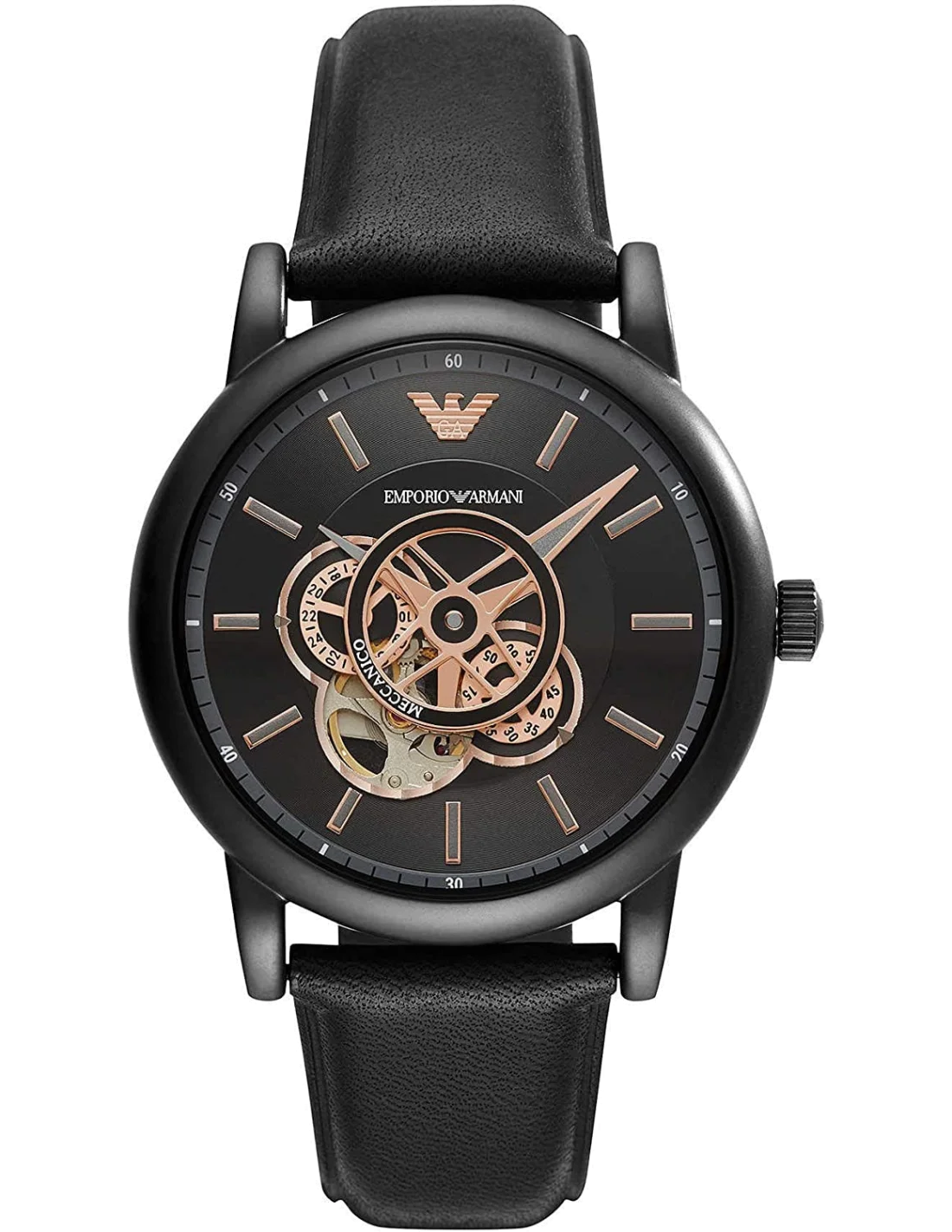 Montre Homme Emporio Armani Meccanico AR60012 Squelette Automatique Cadran Noir