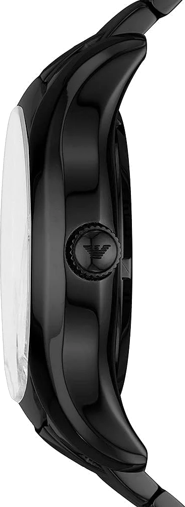 Montre Homme Emporio Armani Meccanico AR60014, boîtier et bracelet acier noir, mouvement automatique apparent vue 2