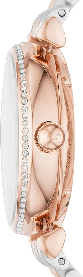 Montre Femme Emporio Armani Gianni T-Bar AR60019 Automatique Cadran Ouvert Or Rose vue 2