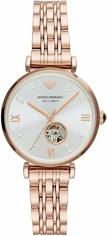 Montre Femme Emporio Armani AR60023 Automatique Squelette en Acier Or Rose