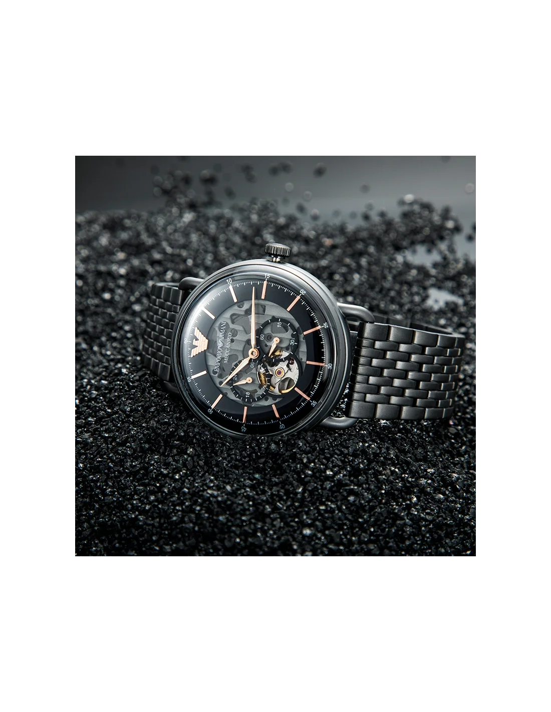 Montre Homme Emporio Armani AR60025 Automatique Squelette Acier Noir vue 4