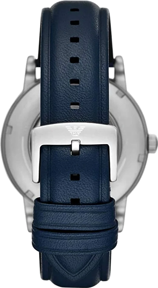 Montre Homme Emporio Armani Meccanico AR60030 - Cadran squelette bleu, boîtier gris, bracelet cuir vue 3