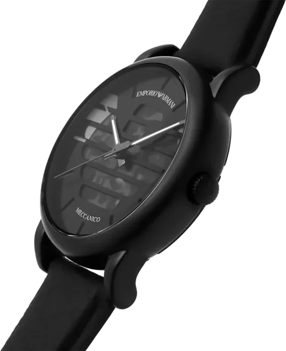 Montre Homme Emporio Armani Meccanico AR60032 - Cadran squelette noir, bracelet cuir noir vue 3