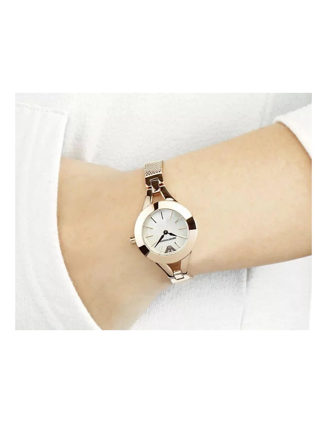 Montre Femme Emporio Armani AR7329 - Cadran Nacre et Bracelet Acier Or Rose vue 4