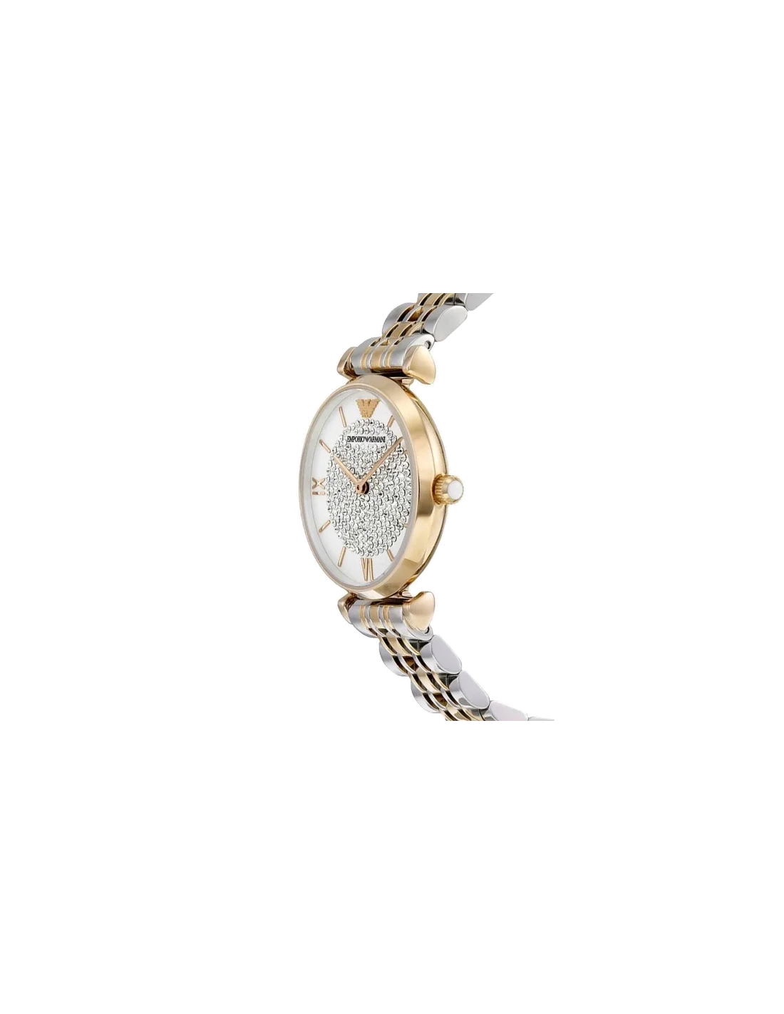 Montre Femme Emporio Armani AR8031 - Cadran Nacre & Cristaux, Bracelet Acier Bicolore Argenté/Doré vue 2