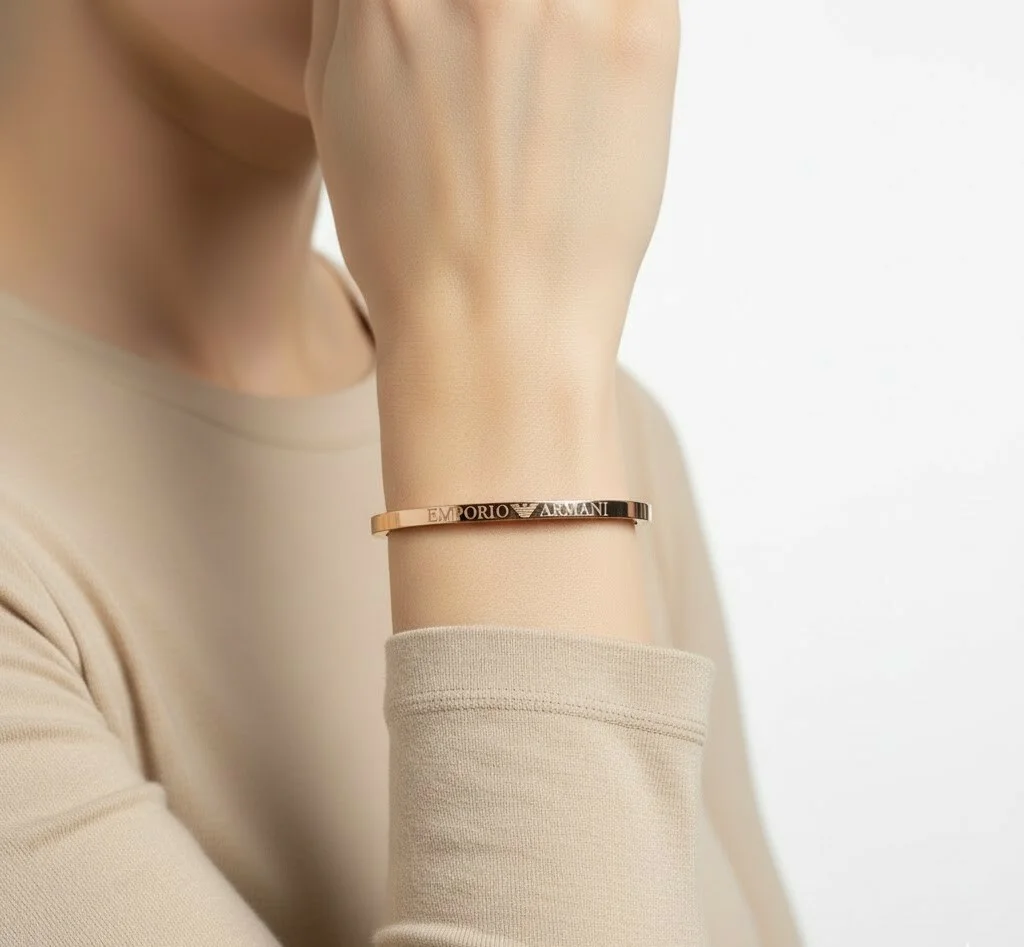 Bracelet jonc rigide Emporio Armani 112245 en acier plaqué or rose - Taille M pour femme vue 2