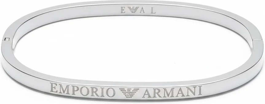 Bracelet jonc rigide Emporio Armani en acier inoxydable argenté - Taille L - Réf. 112246