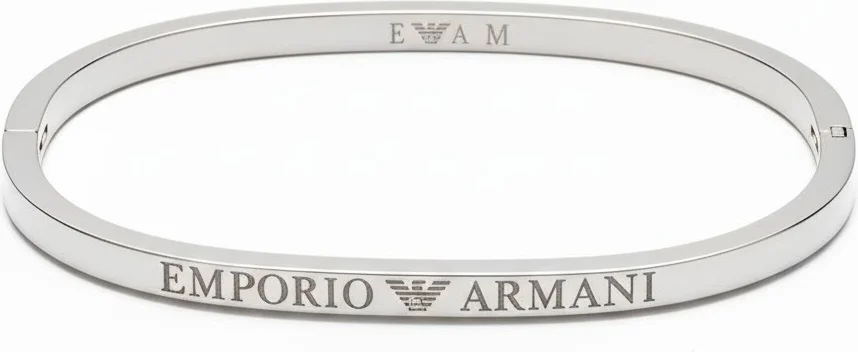 Bracelet jonc rigide Emporio Armani en acier inoxydable argenté - Taille M - Réf. 112247