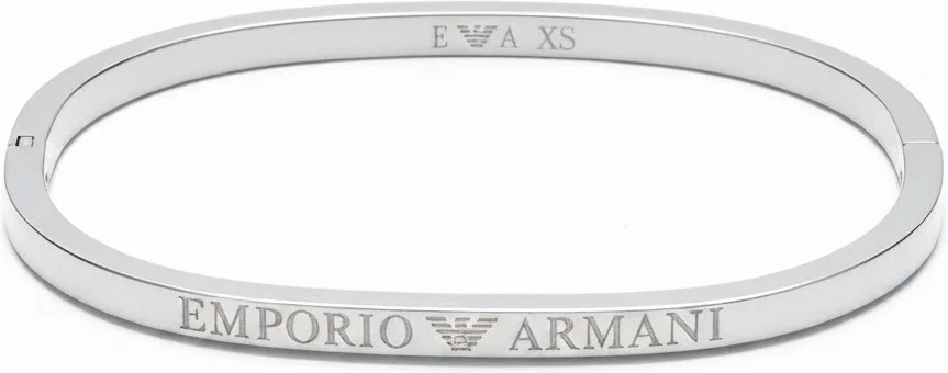 Bracelet jonc rigide Emporio Armani en acier inoxydable argenté - Taille XS - Réf. 112248