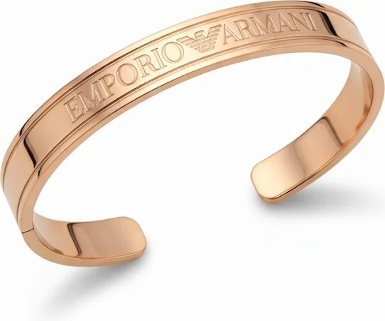 Bracelet manchette Emporio Armani en acier plaqué or rose - Réf. 112249 - Taille S pour femme vue 2