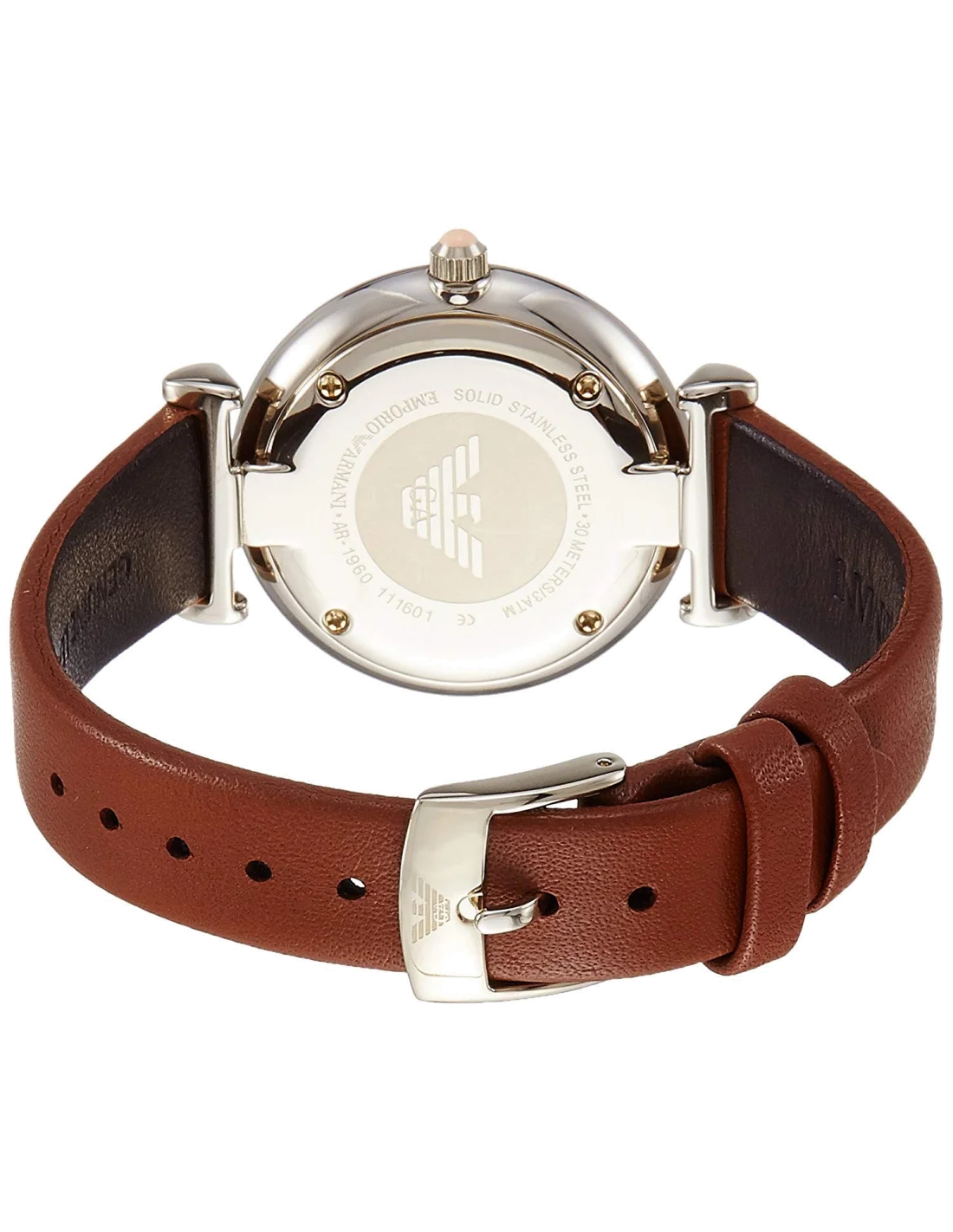 Montre Femme Armani Retro AR1960 Marron en cuir vue 2