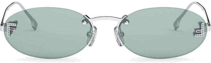 Lunettes de soleil Fendi First FE4075US en métal forme ovale - Vert vue 2