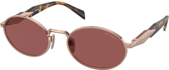 Lunettes de soleil Prada PR 65ZS ovales pour femme - Or rose vue 3