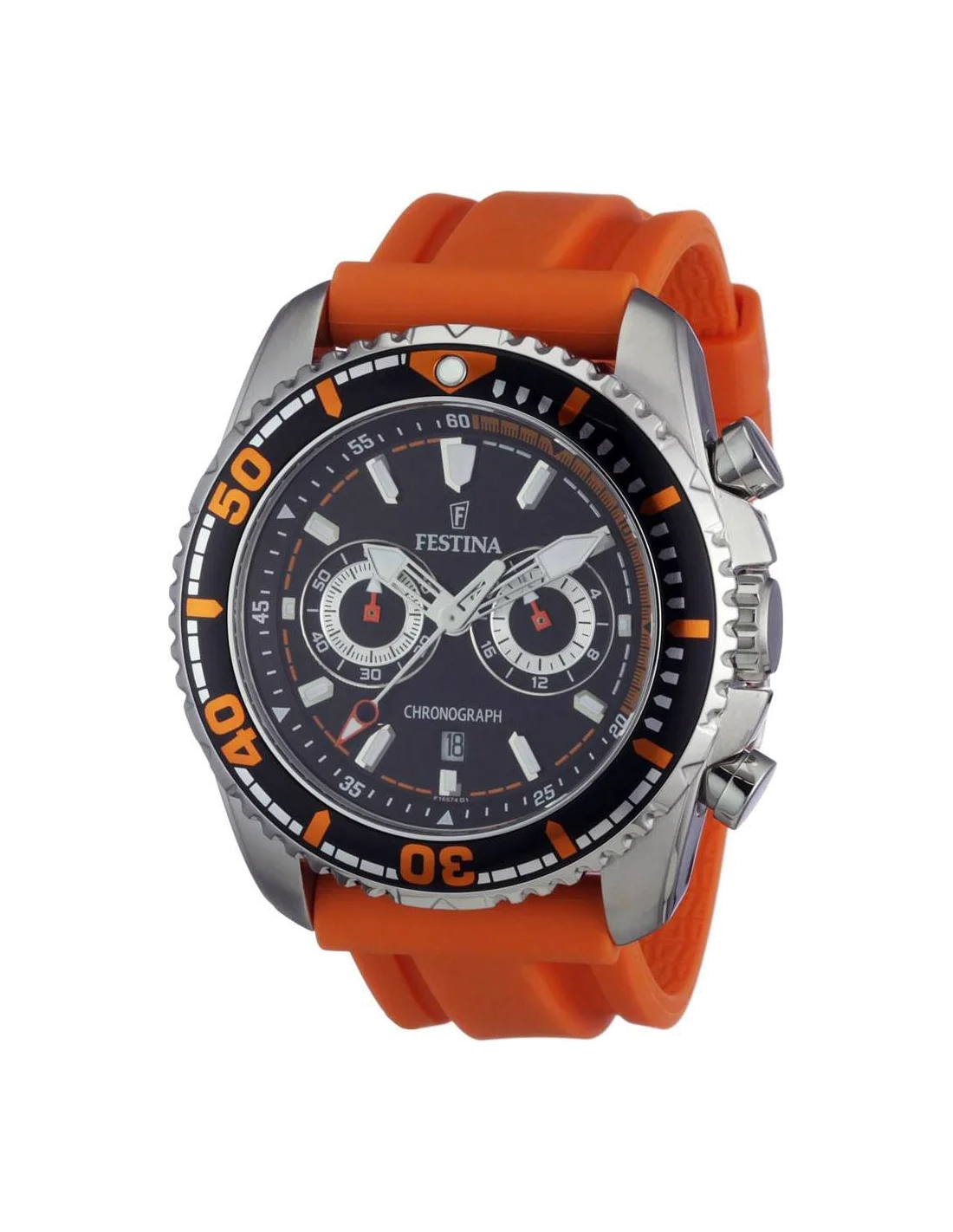 Montre Homme Festina Chrono Bike F16574/2 - Cadran Noir, Bracelet Orange