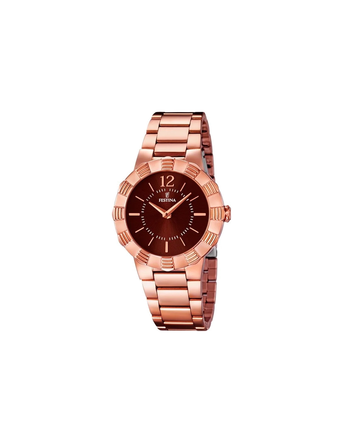 Montre Festina F16733/2 pour Femme - Cadran Marron et Boîtier Acier Or Rose