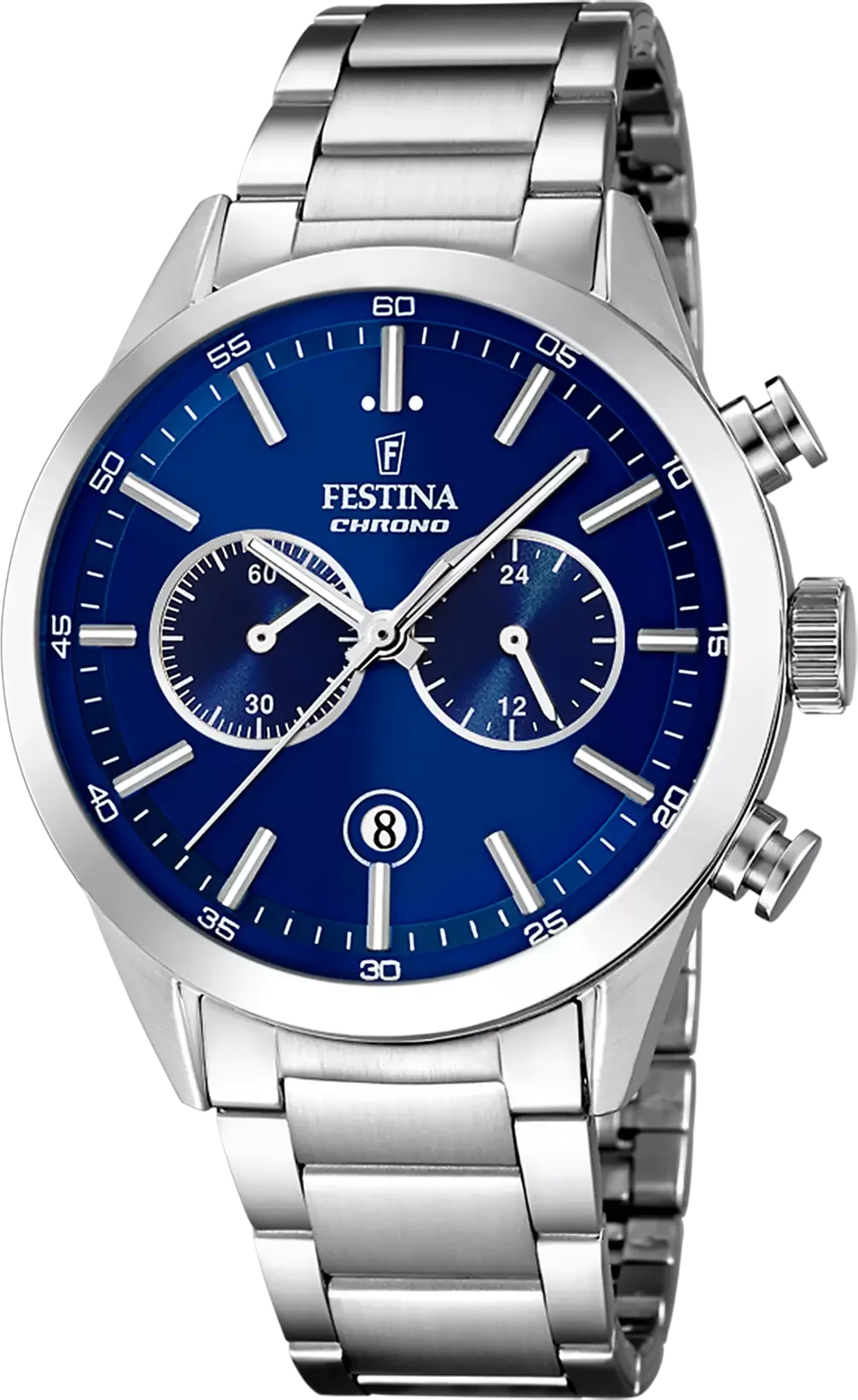 Montre Homme Festina F16826/B - Cadran Bleu Profond, Boîtier Acier Argenté