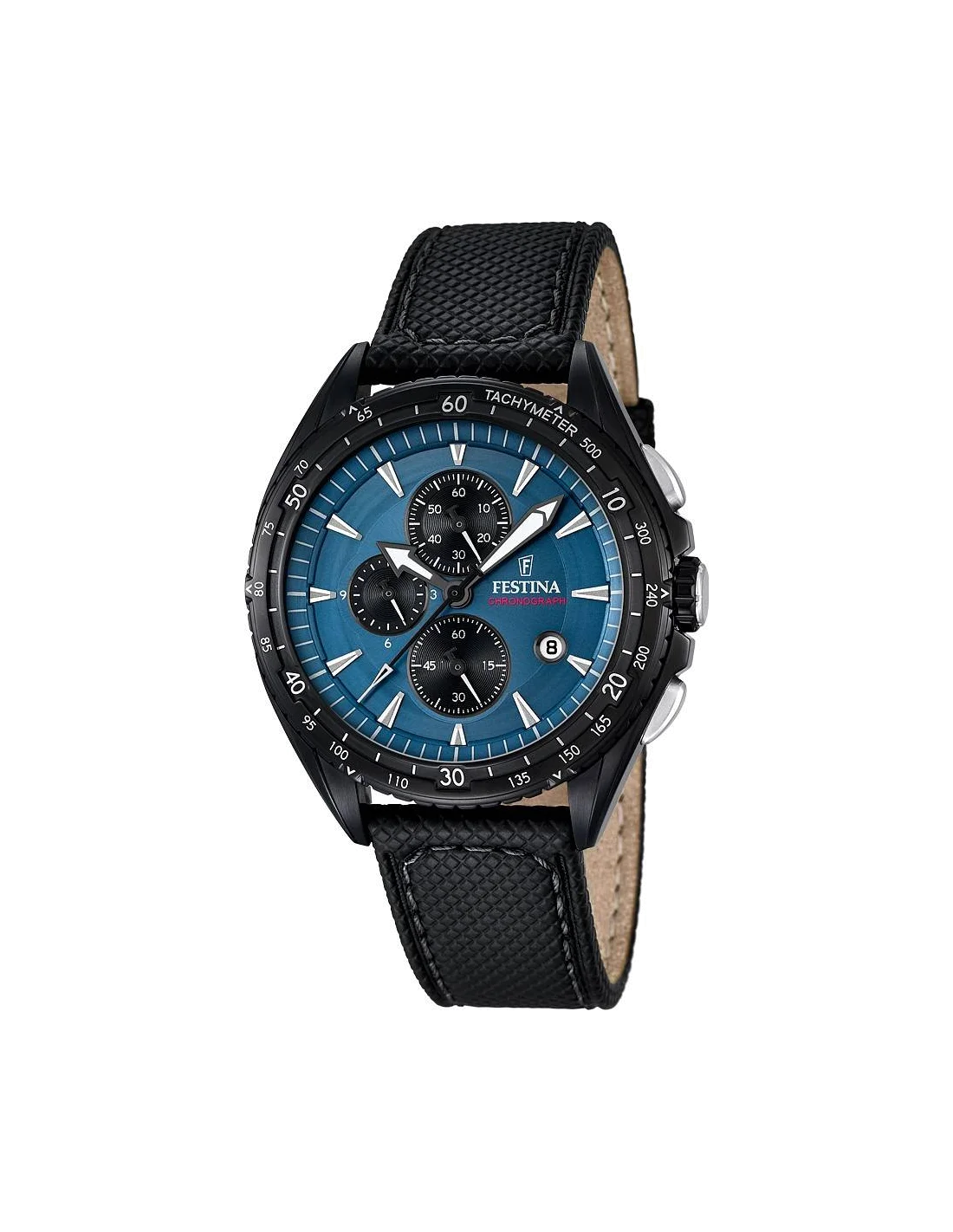 Montre Homme Festina Sport F16847/3 Cadran Bleu Bracelet Cuir Noir