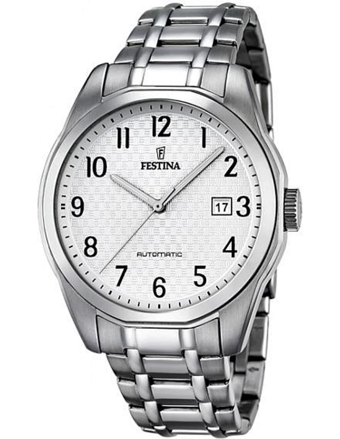 Montre Homme Festina Classic Automatique F16884/1 Cadran Blanc Bracelet Acier