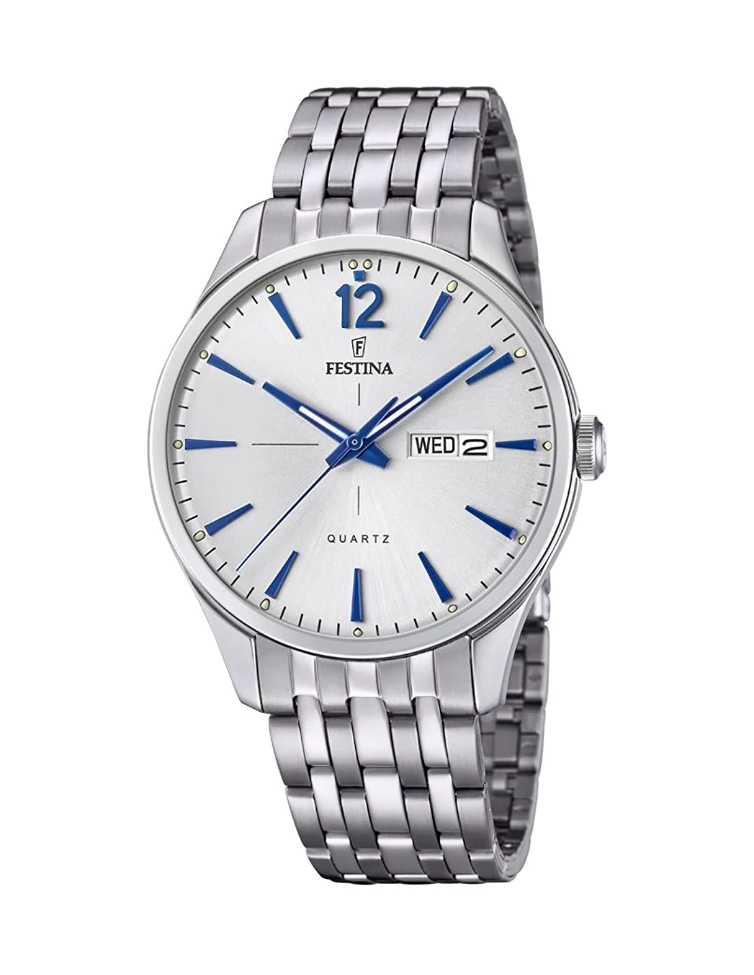 Montre Homme Festina Retro F20204/1 - Cadran Argenté, Bracelet Cuir Noir, Petite Seconde