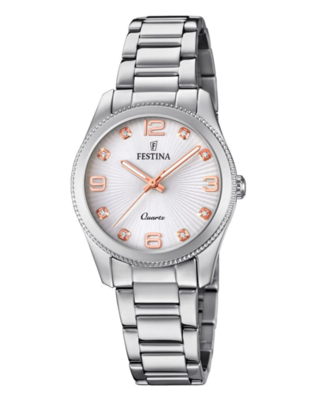 Montre Femme Festina F20208/1 Boyfriend - Boîtier et Bracelet Acier Argenté, Cadran Blanc