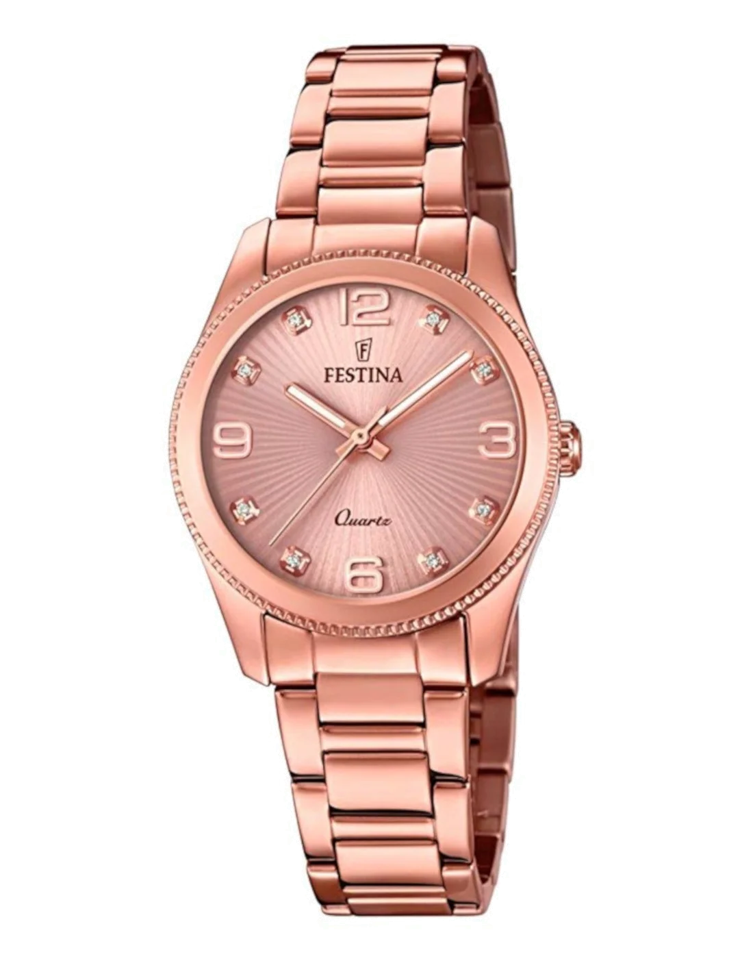 Montre Femme Festina F20211/1 Boyfriend - Cadran Argenté & Bracelet Acier Or Rose