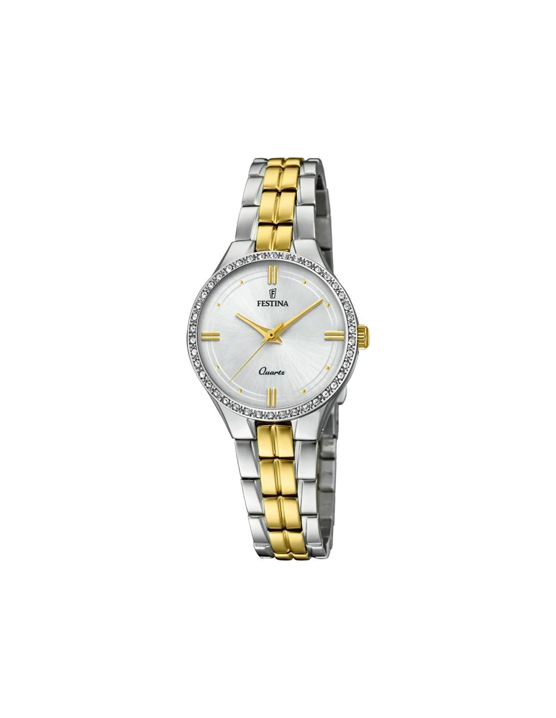 Montre Femme Festina F20219/1 Mademoiselle - Cadran Argent & Bracelet Maille Milanaise Or