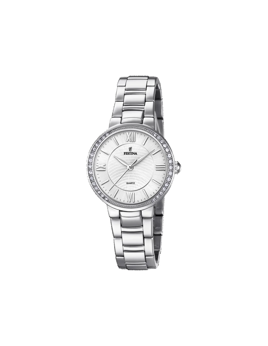 Montre Festina Mademoiselle F20220/1 pour Femme - Cadran Argenté à Cristaux, Bracelet Acier