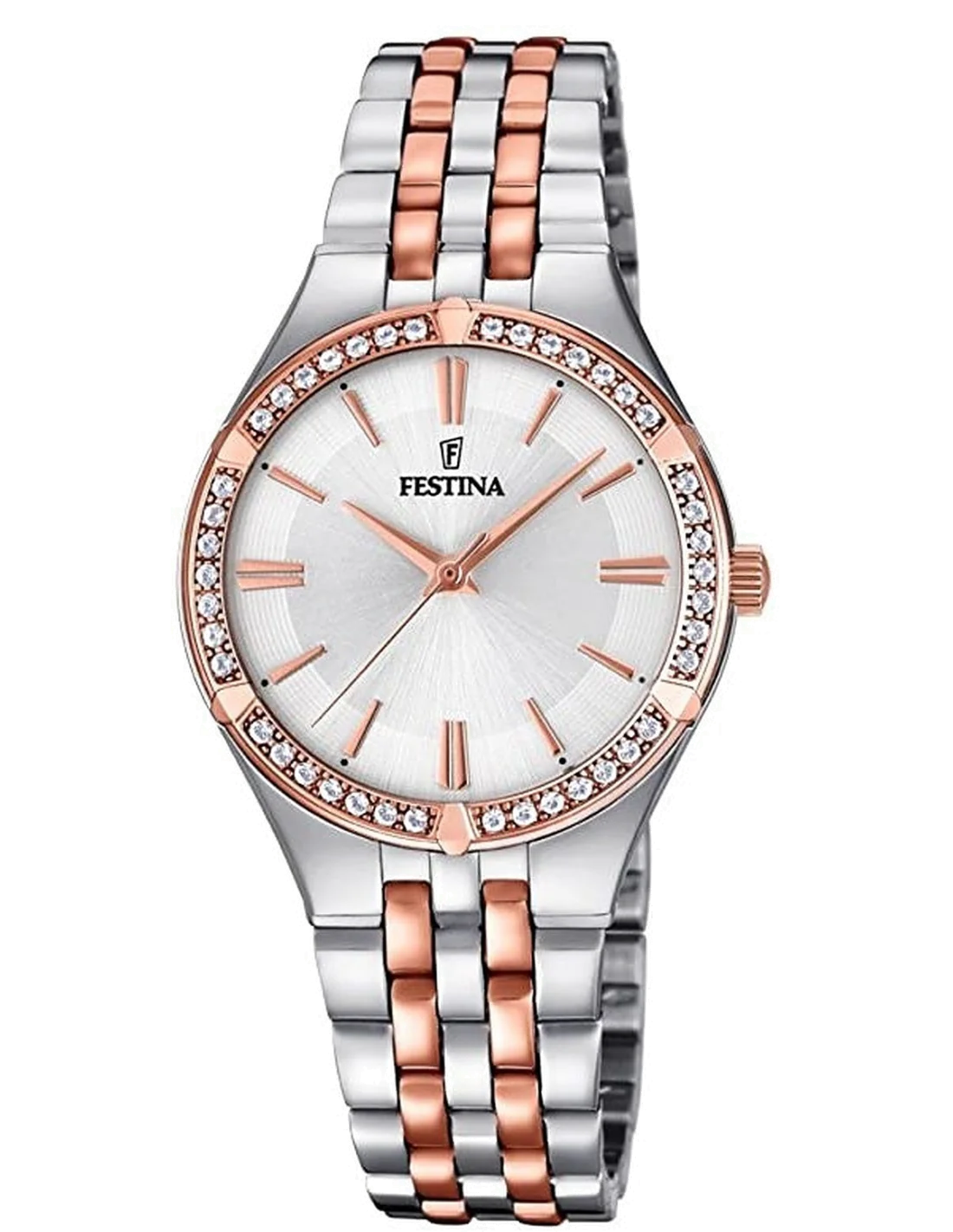 Montre Festina F20224/2 Mademoiselle - Cadran Argent, Bracelet Or Rose Acier - 31mm