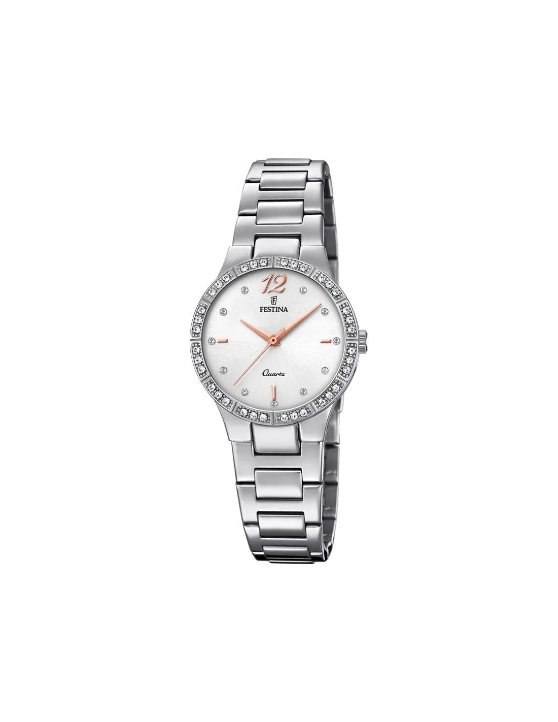 Montre Festina F20240/1 Mademoiselle Acier Argent Cadran Blanc Cristaux - Pour Femme