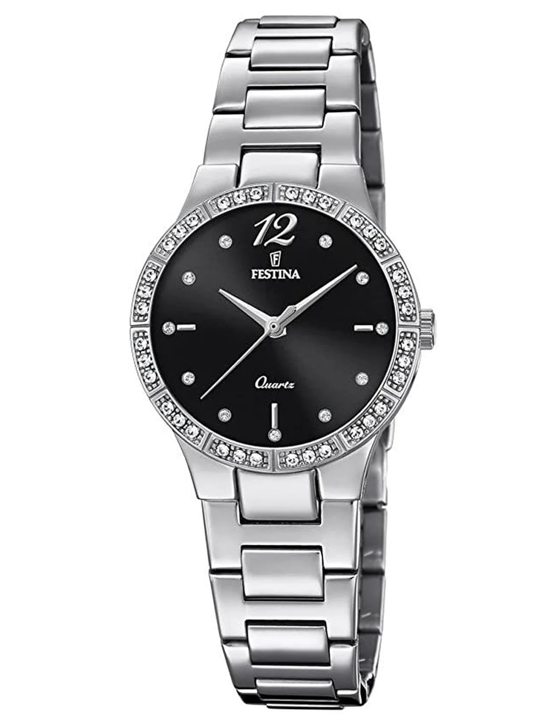 Montre Festina F20240/2 Mademoiselle - Cadran Noir et Bracelet Argenté pour Femme