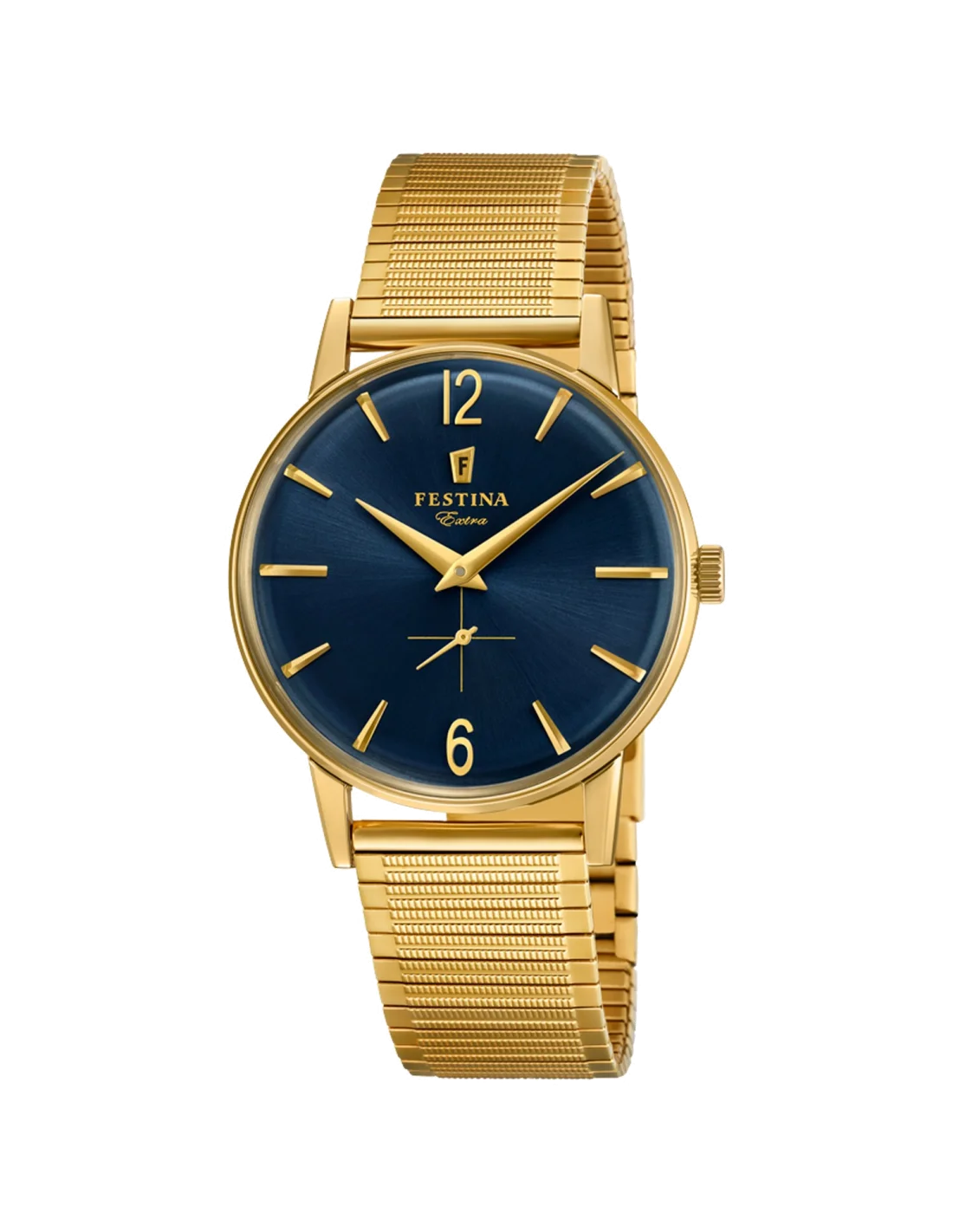 Montre Homme Festina F20251/4 Extra - Boîtier Or et Bracelet Maille Milanaise Bleu