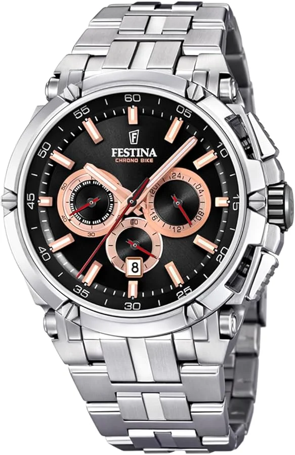 Montre Homme Festina Chrono Bike F20327/8 Acier Argent Cadran Noir