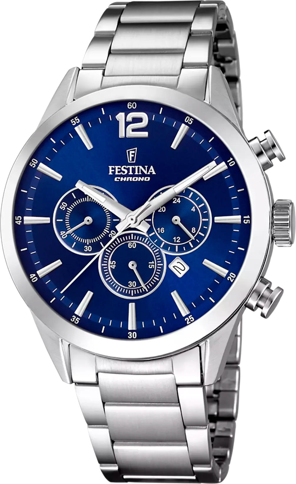 Montre Homme Festina F20343/7 Quartz Acier Inox Argenté Cadran Bleu Multifonctions