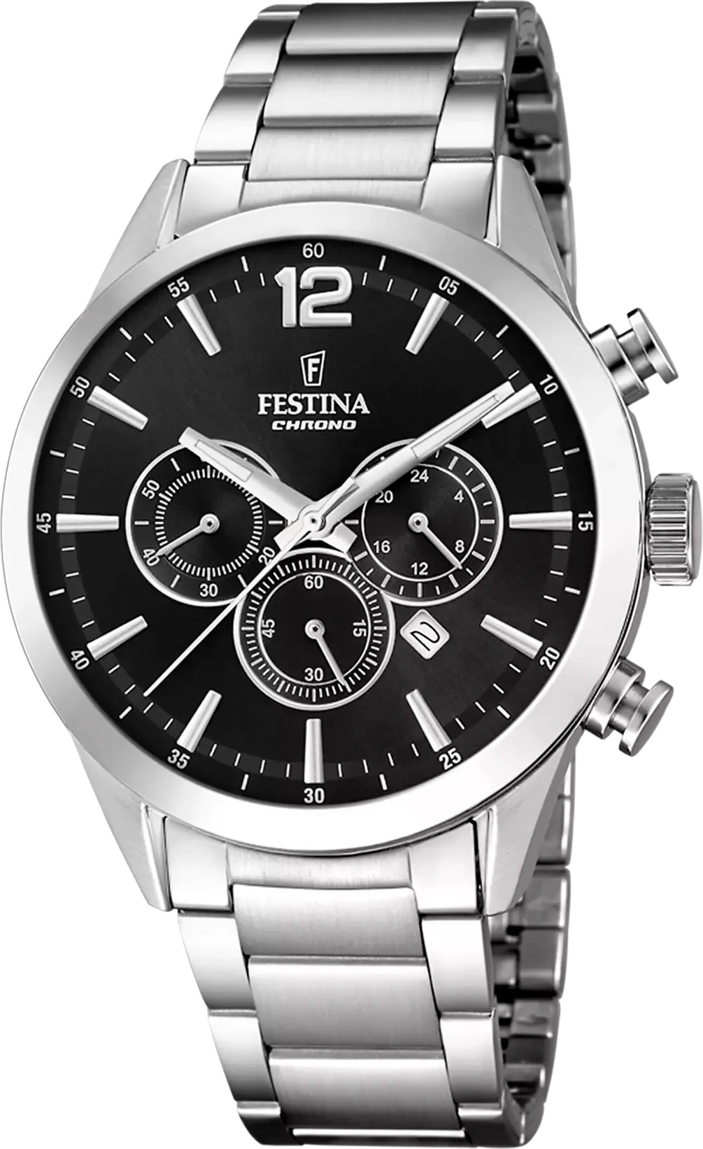Montre Homme Festina F20343/8 Acier Argenté Cadran Noir Multifonctions Jour-Date